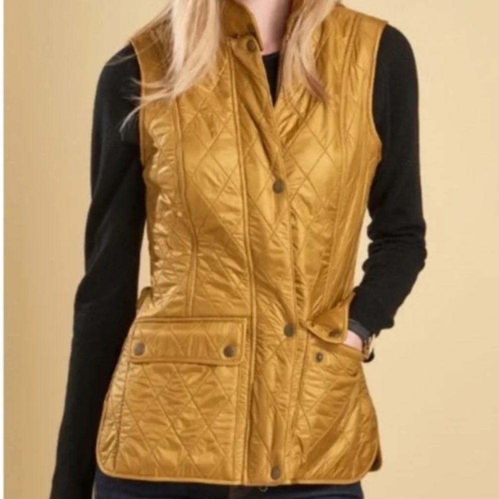 Barbour Wray Gilet Dijon Vest Jacket Top Size 8 Color Gold